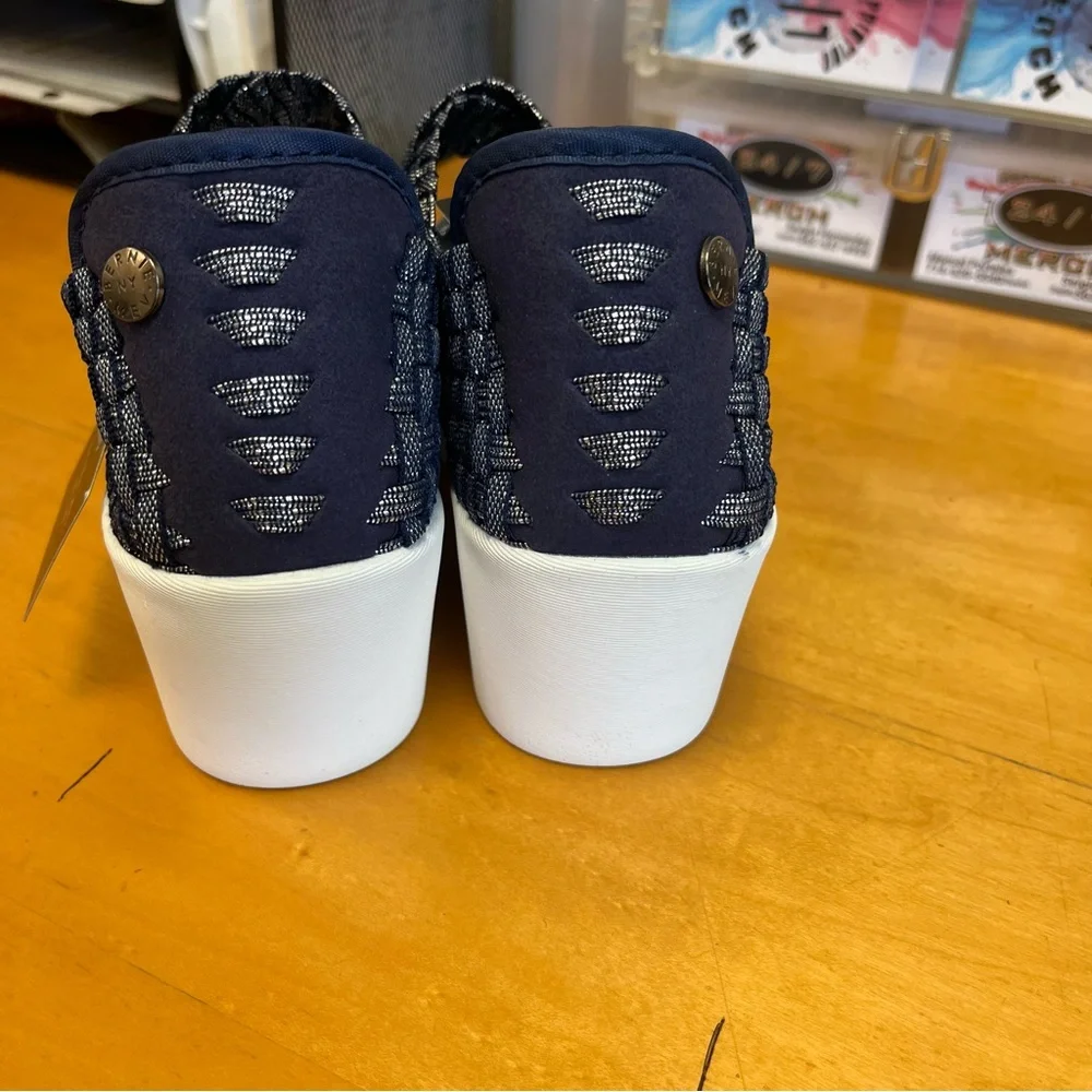 Bernie Mev Comfort Wedge Shoes Navy Blue Stretch Size 6 EU 36 - Picture 5 of 8
